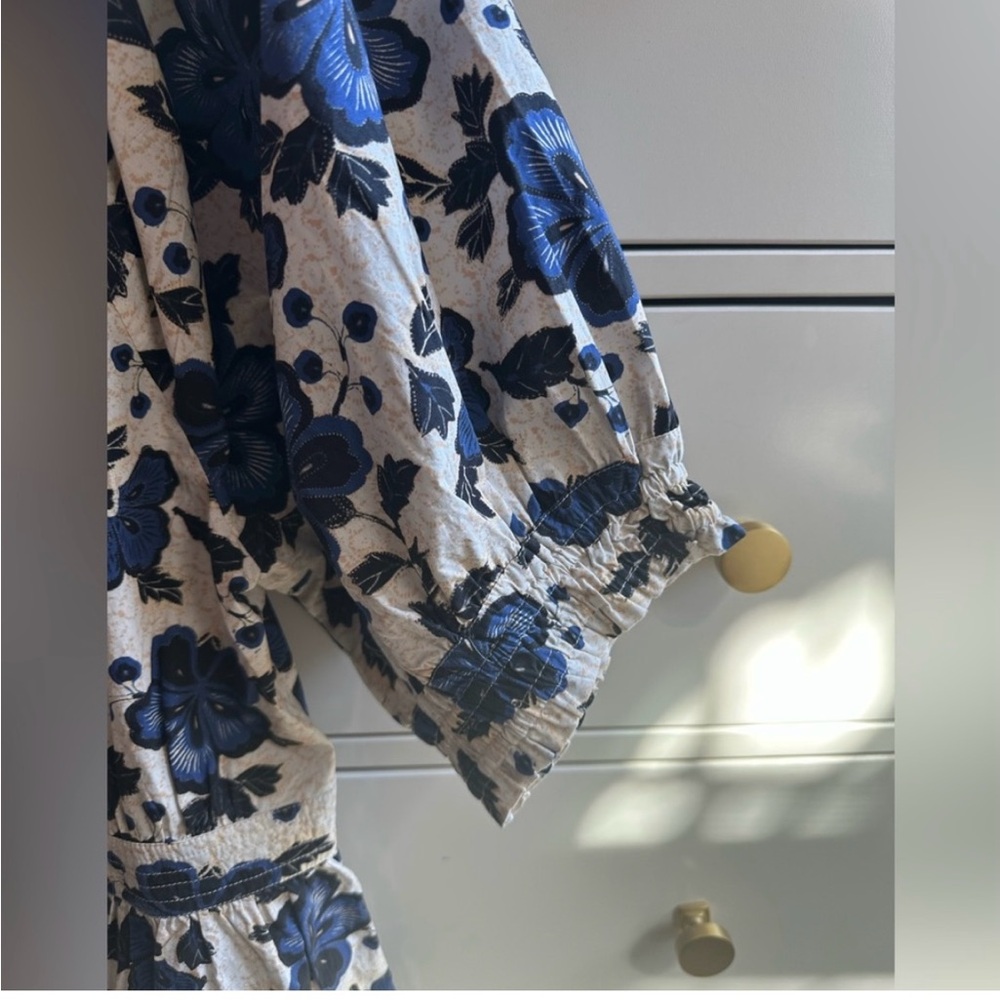 Ulla Johnson Celia Dress in Lapis. Blue Floral Midi Dress - Picture 8 of 9